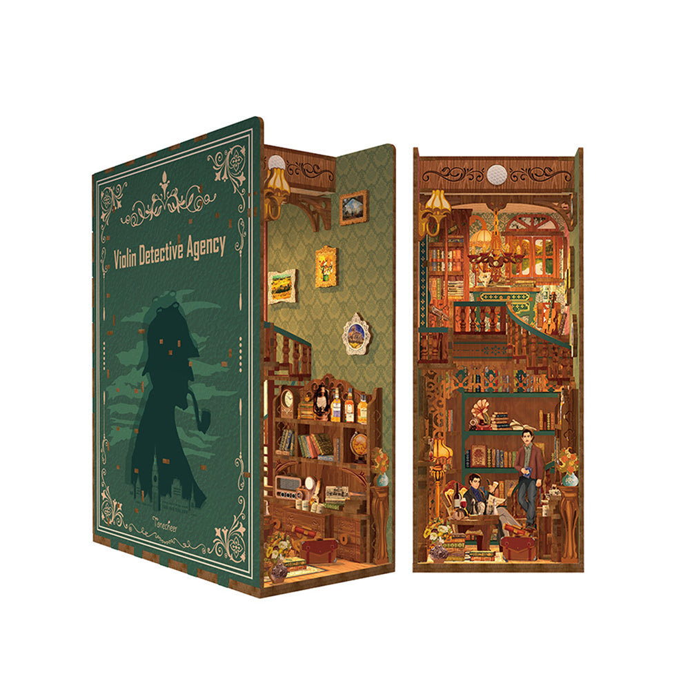Tonecheer Violin Detective Agency Book Nook Wooden DIY Puzzle Miniature Kit