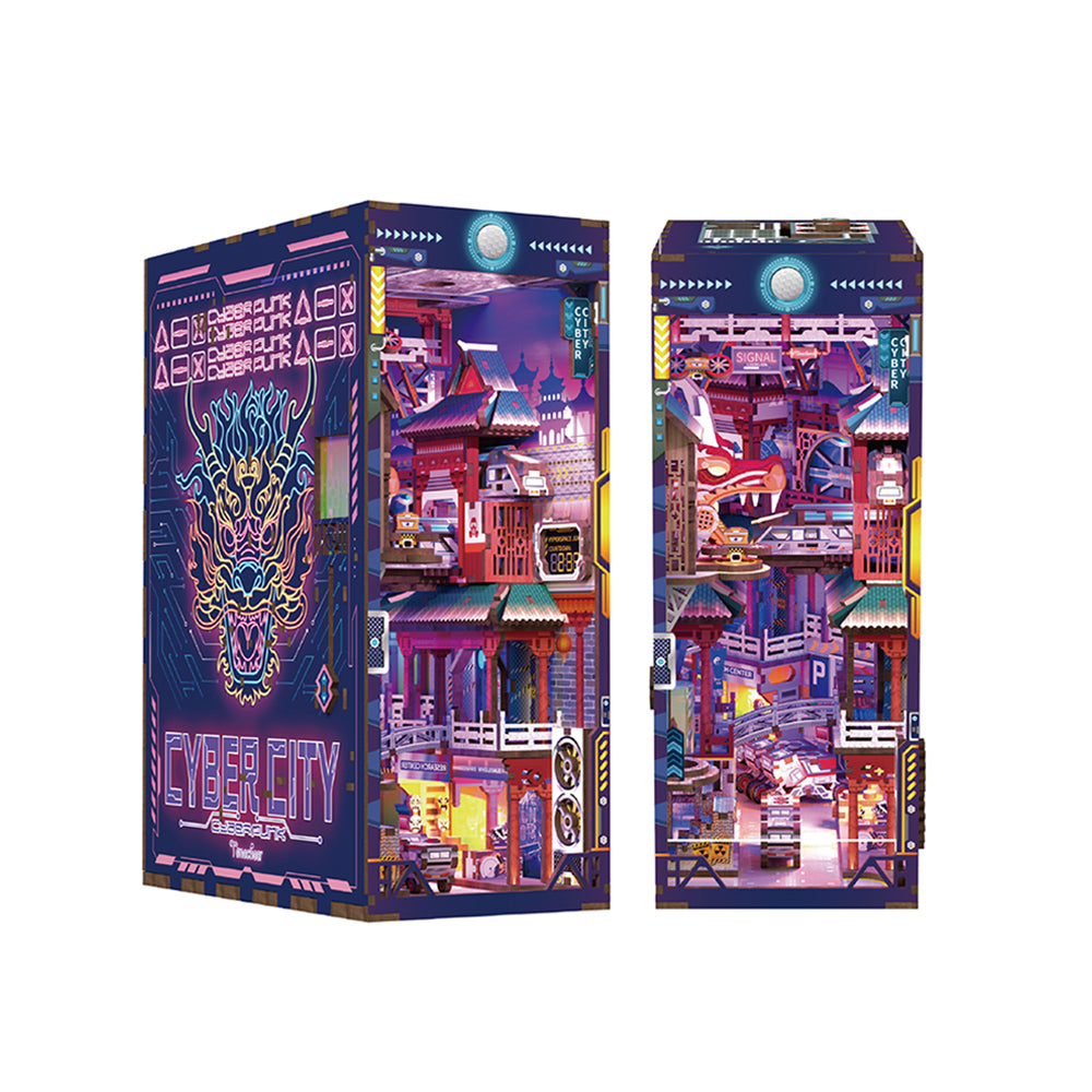 Tonecheer Cyber City Wooden 3D Puzzle DIY Dollhouse Book Nook Kit