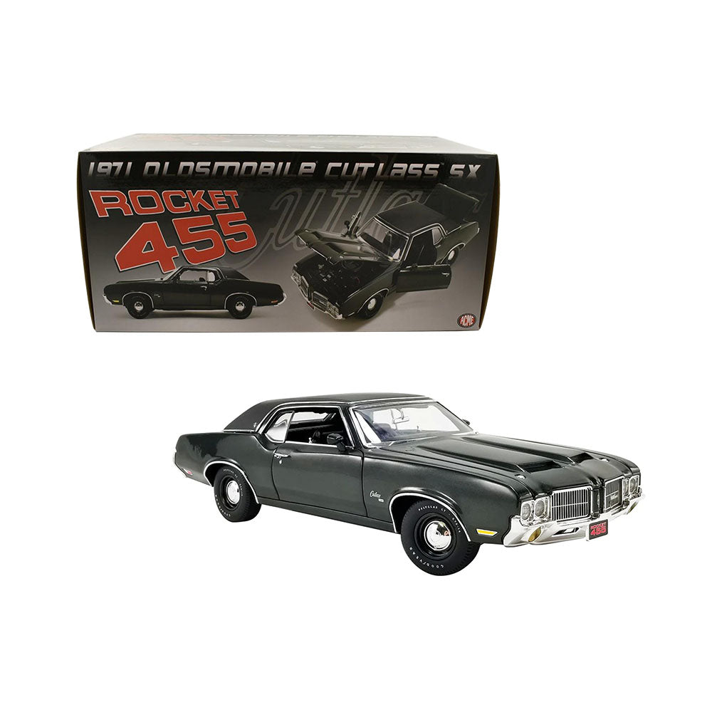 Acme 1:18 Scale Green 1971 Oldsmobile Cutlass SX Rocket 455 Diecast Car Model