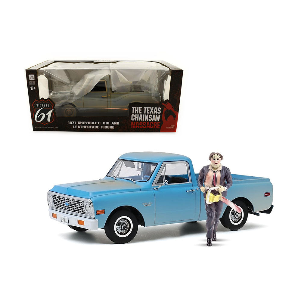 Greenlight 1:18 1971 Chevrolet C10 & Leatherface Figure Diecast Pickup Model