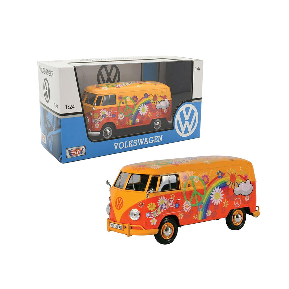Motormax 1:24 Volkswagen Type 2 T1 Flower Power Delivery Van Diecast Toy Model