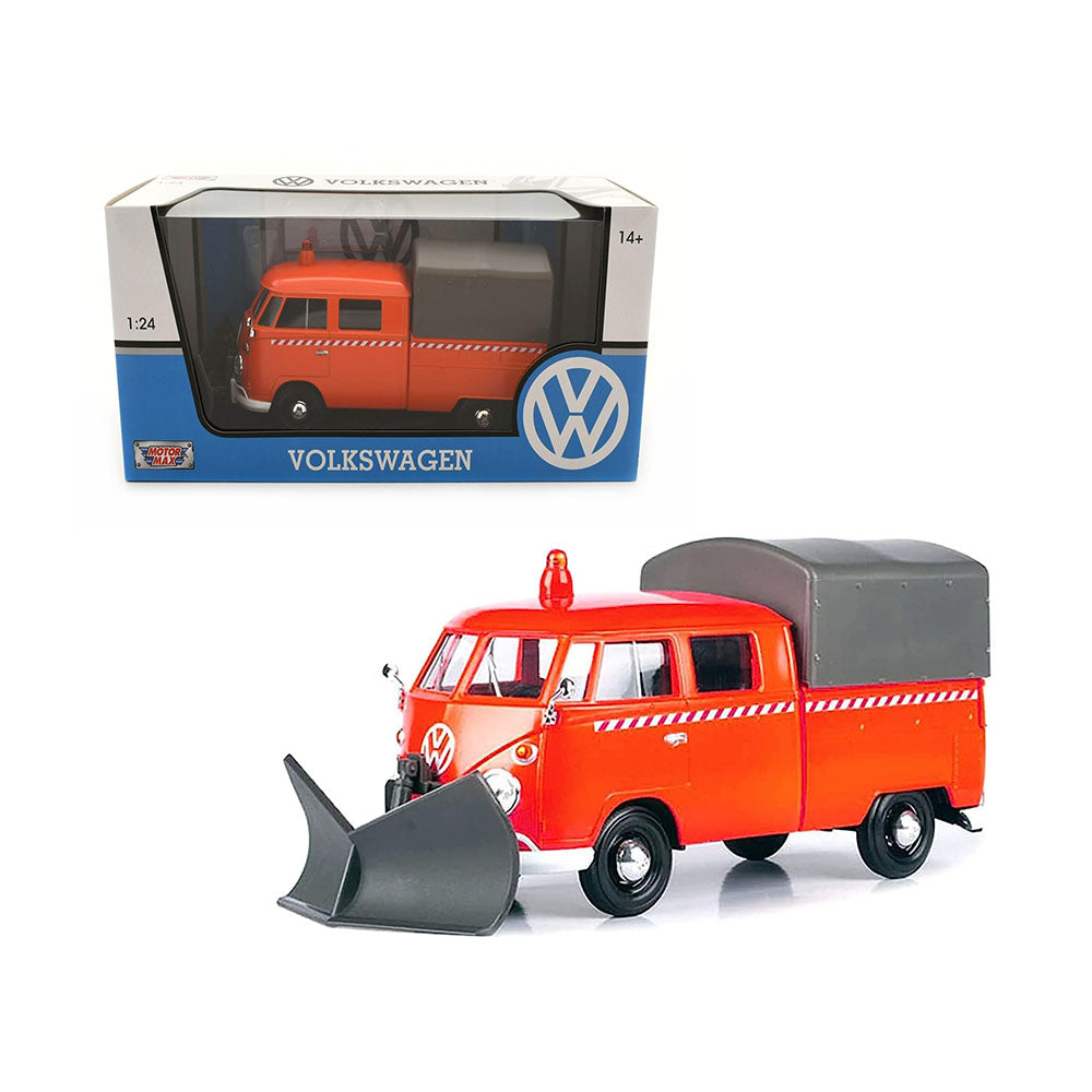 Motor Max 1:24 Scale Volkswagen Type 2 T1 Pickup With Snow Plow Diecast Model