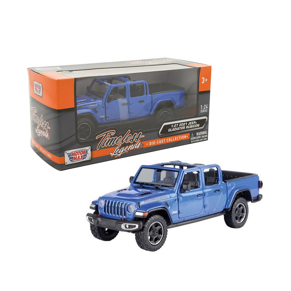 Motormax 1:27 Scale 2021 Jeep Gladiator Rubicon Open Top Blue Diecast Car Toy