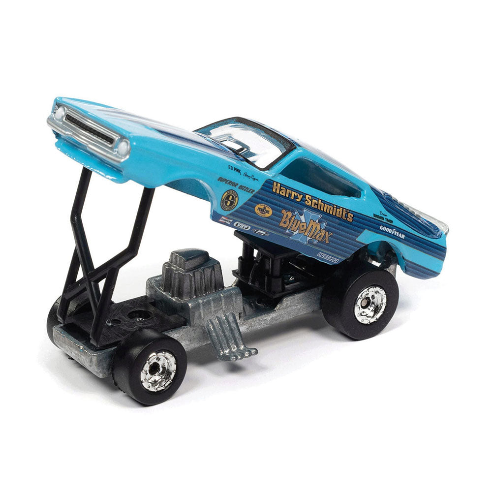 Auto World 1:64 Scale 1973 Ford Mustang Blue Max Funny Car Diecast Toy Model