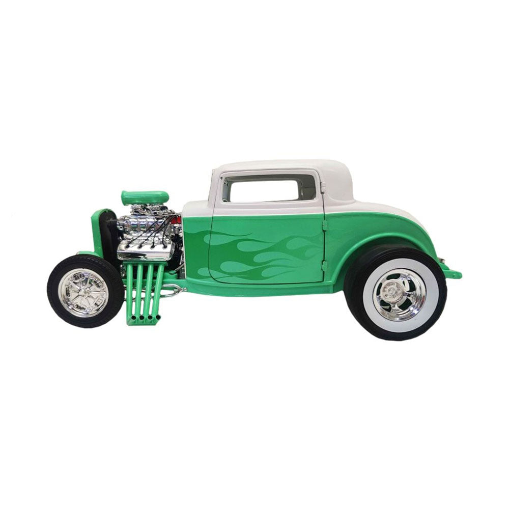 DDA 1:18 Scale 1932 Blown Ford Hot Rod 3 Window Coupe With Flames Model Toy