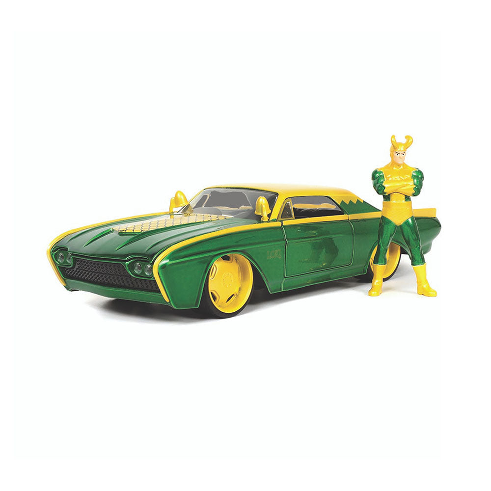 Jada Toy 1:24 Scale Loki Figure With 1963 Ford Thunderbird Diecast Car Model