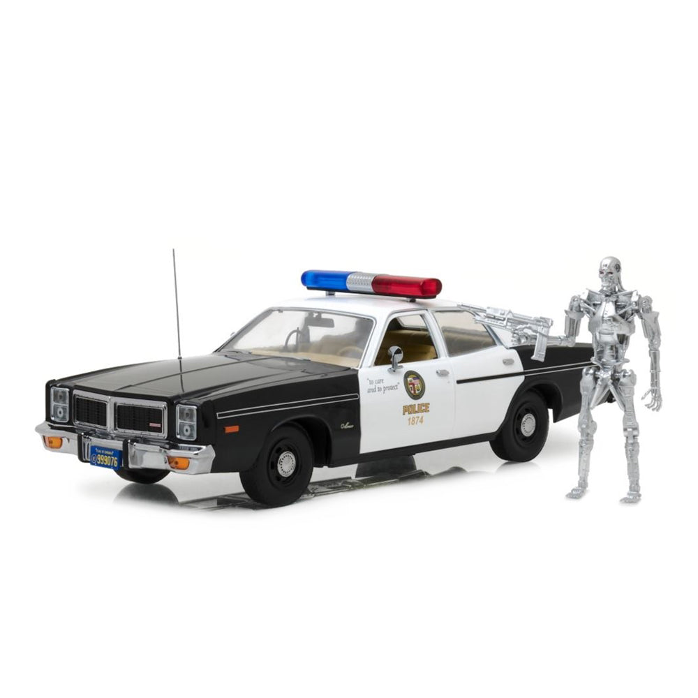 Greenlight 1:18 Scale The Terminator 1977 Dodge Monaco Metropolitan Police & Figure