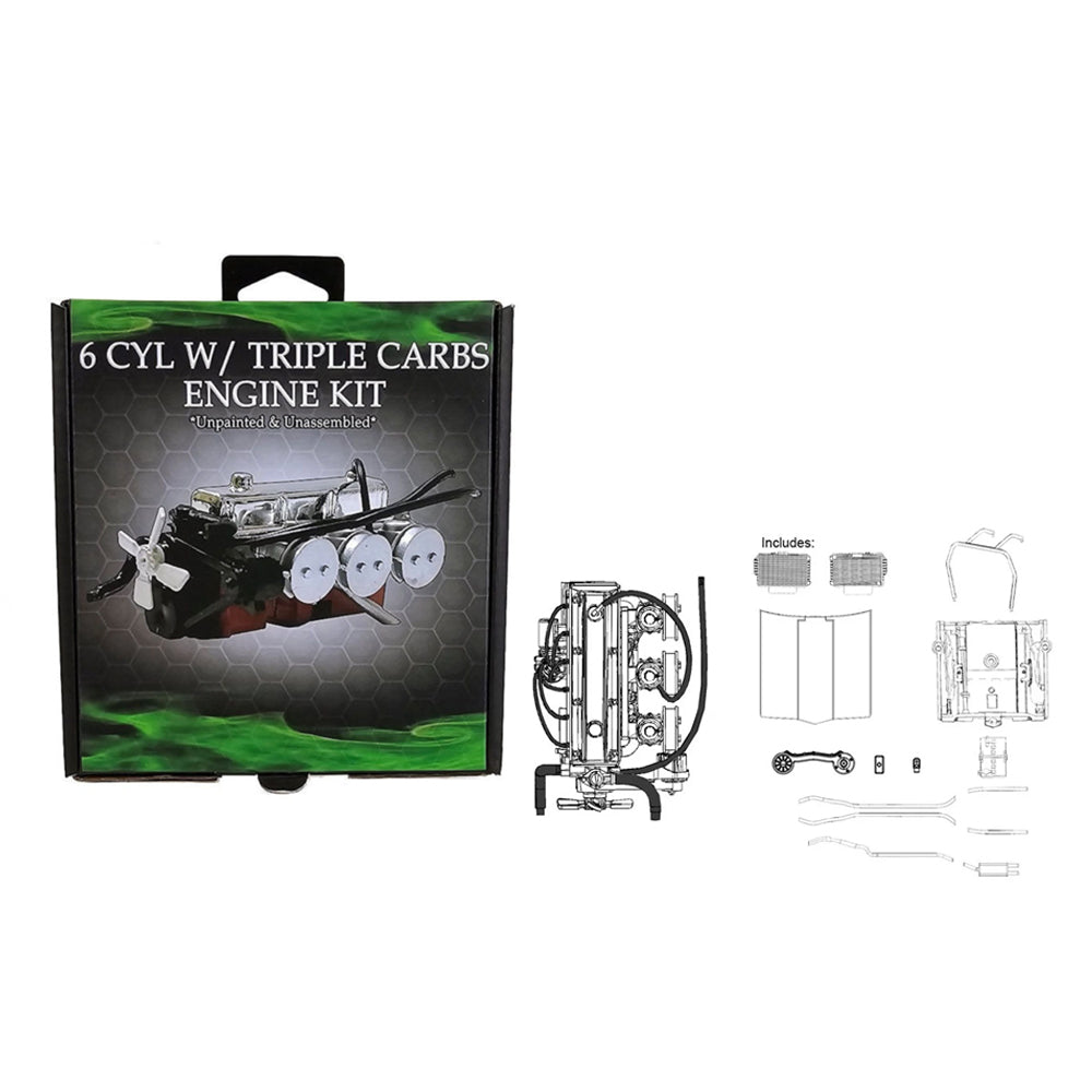DDA 1:24 Scale LC/LJ 6 Cyl With Triple Carbs Engine Plastic Kit Accessory