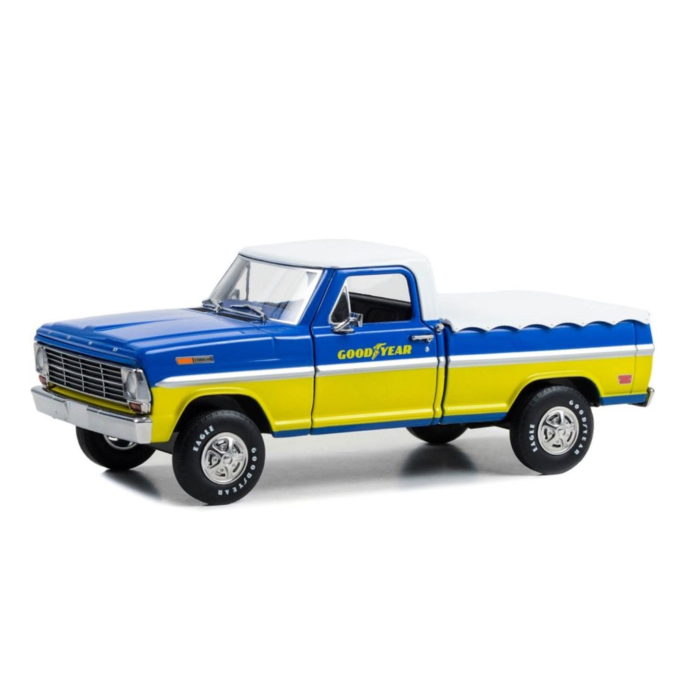 Greenlight 1:24 Scale Goodyear Tyres 1969 Ford F100 With Bed Cover Diecast Pickup Toy