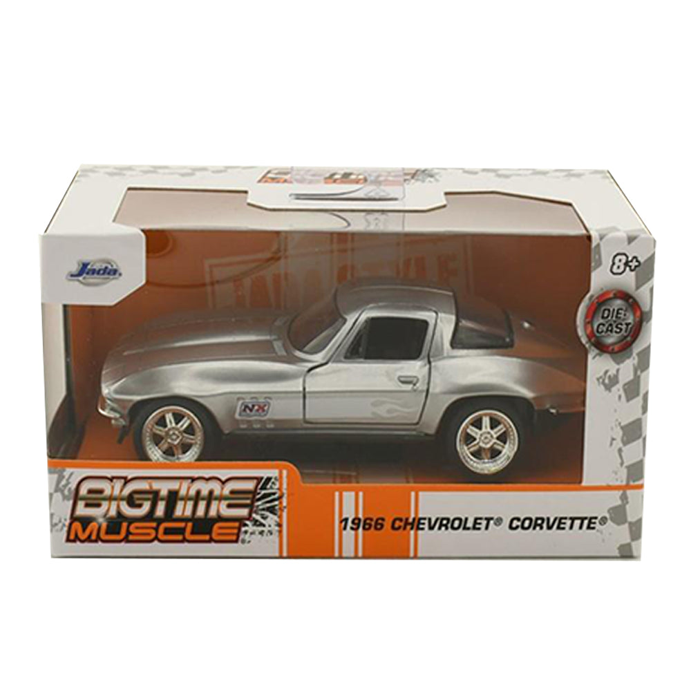Jada 1:32 Scale Bigtime Muscle 1966 Chevrolet Corvette Silver Diecast Model