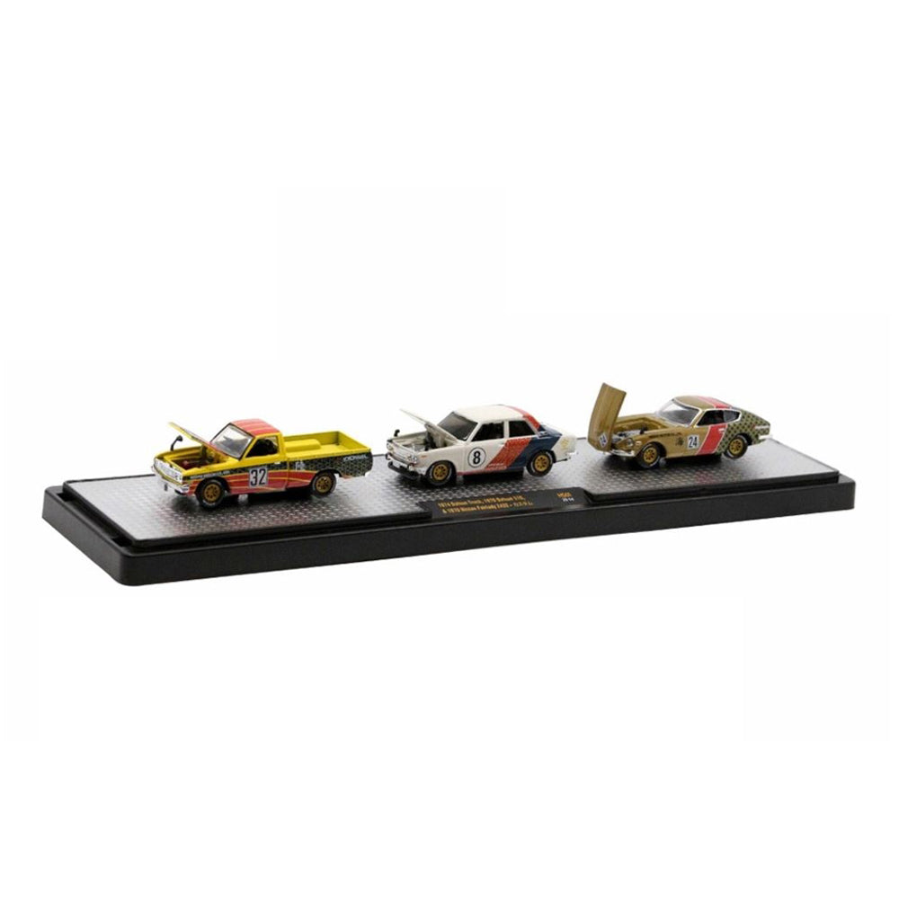 M2 Machines 1:64 Scale Auto Haulers Mix HS01 Datsun Nissan 3pc Car Set