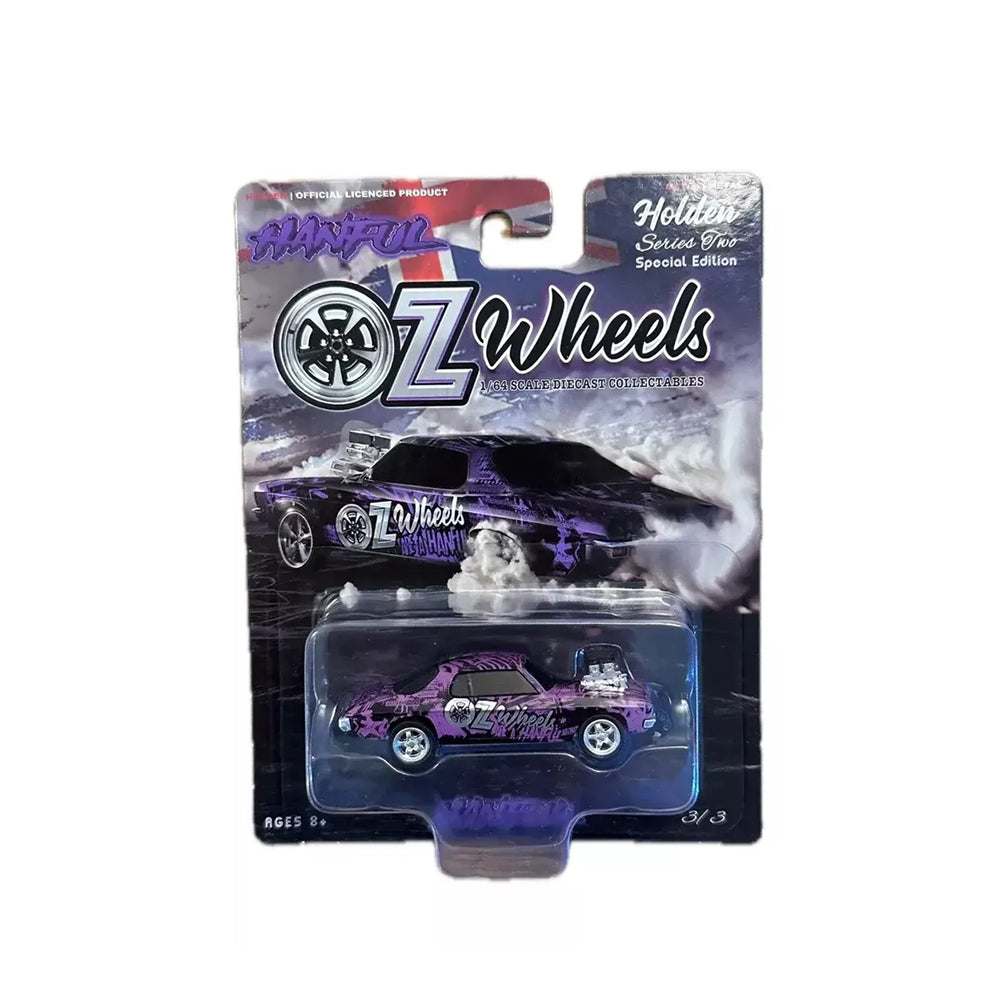 DDA 1:64 Scale OZ Wheels Wrapped Hanful Holden HQ Monaro Purple Diecast Car