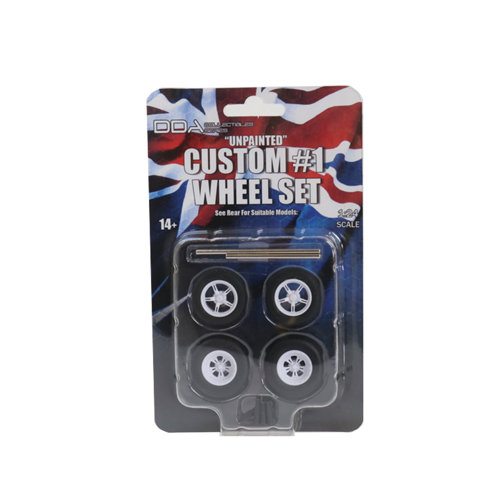 DDA 1:24 4pcs Custom #1 Unpainted Wheels With Tyres & Axles Suits Ford XW & XY