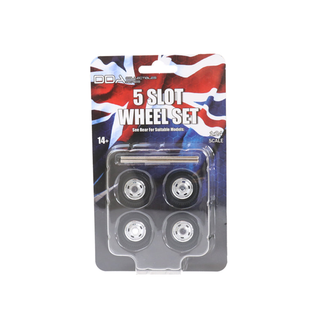 DDA 1:24 4pcs 5 Slot Wheels With Tyres & Axles Suits Ford XW & XY Standard Model