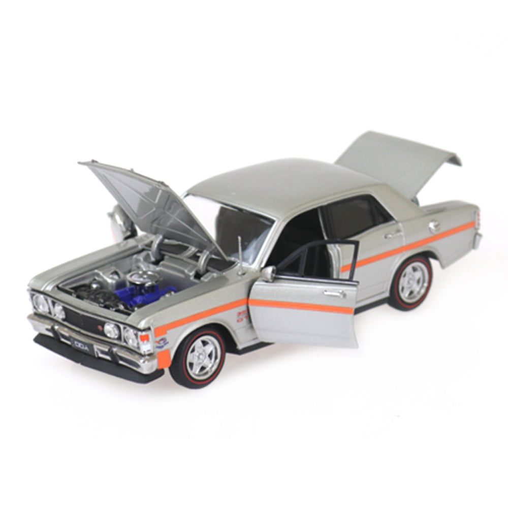 DDA 1:32 Scale Ford XW GTHO Silver Fox With Orange Stripes Diecast Car