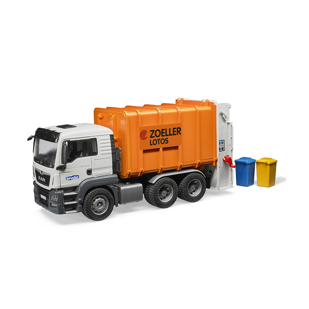 Bruder 1:16 Scale MAN TGS Rear Loading Garbage Truck With Bins Model Vehicle Kids Toy