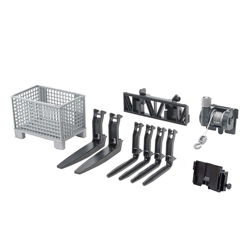 Bruder Box-type Pallet Winch & Front Loader Forks Accessories For Tractors Toy