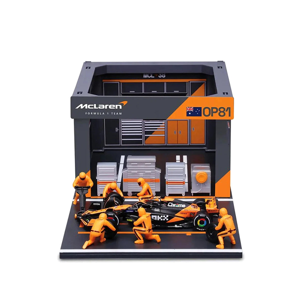 Bburago 1:43 McLaren Pit Pass Competition F1 Play Set Piastri #81 2024 Race Car