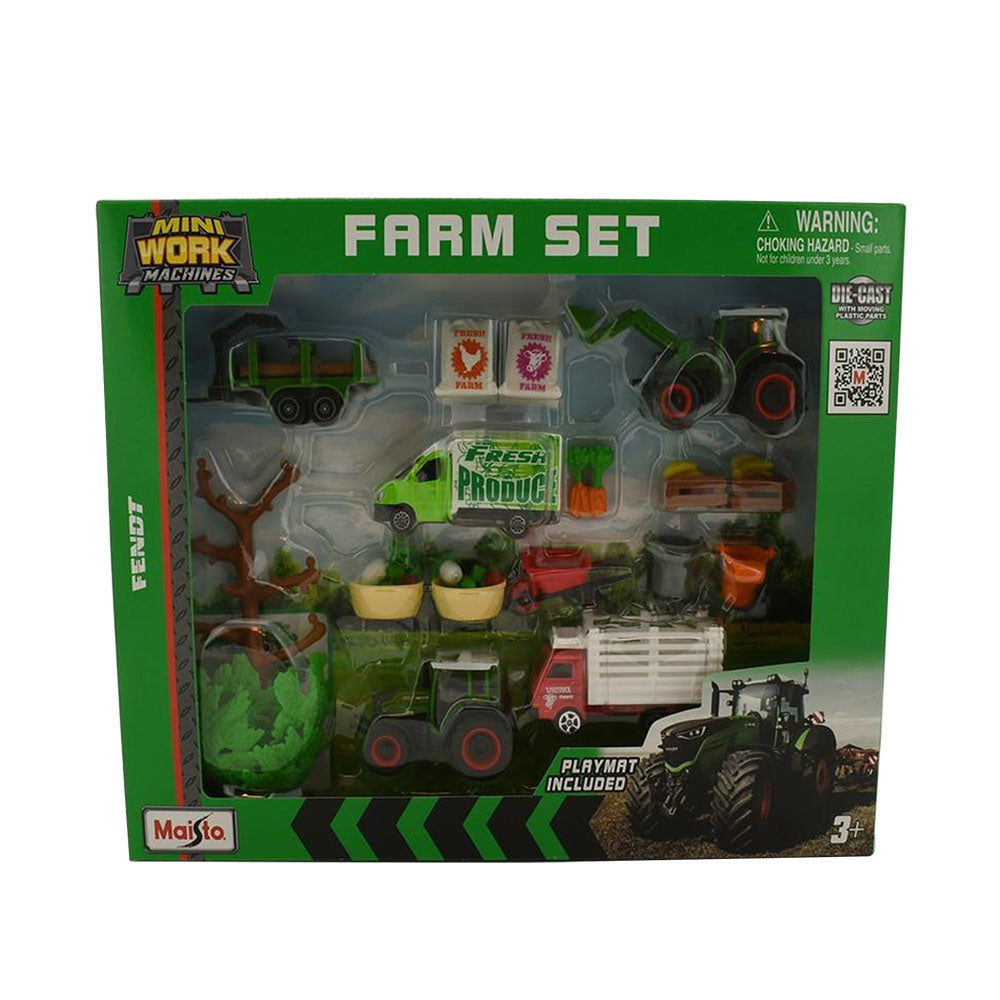 Maisto Mini Work Machines Super Farm Play Set With Playmat Kids Toy Model Gift