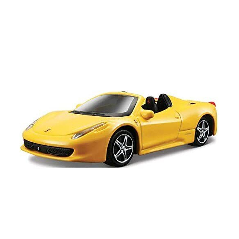 Bburago 1:43 Scale Race & Play Ferrari 458 Spider Diecast Yellow Toy Car Model