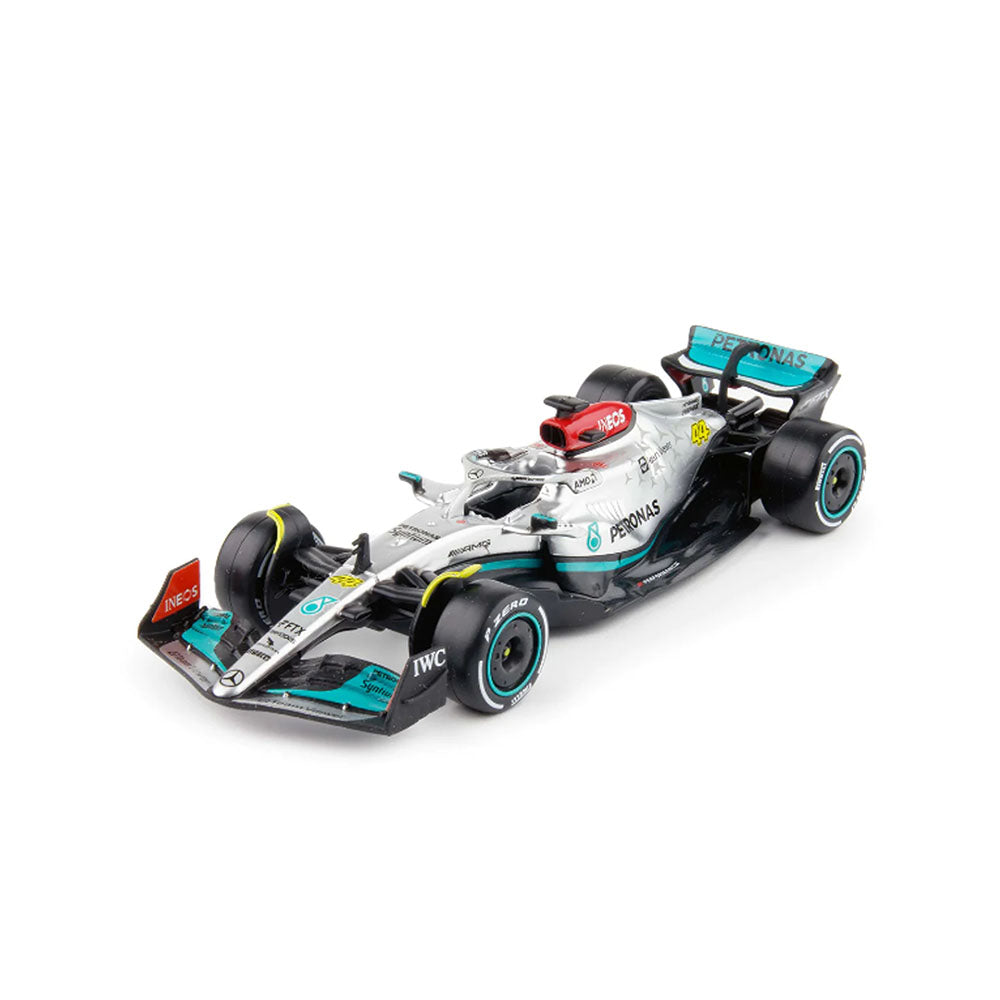Bburago 1:43 Scale 2022 F-1 Mercedes AMG W13 Hamilton Driver #44 With Acrylic Box