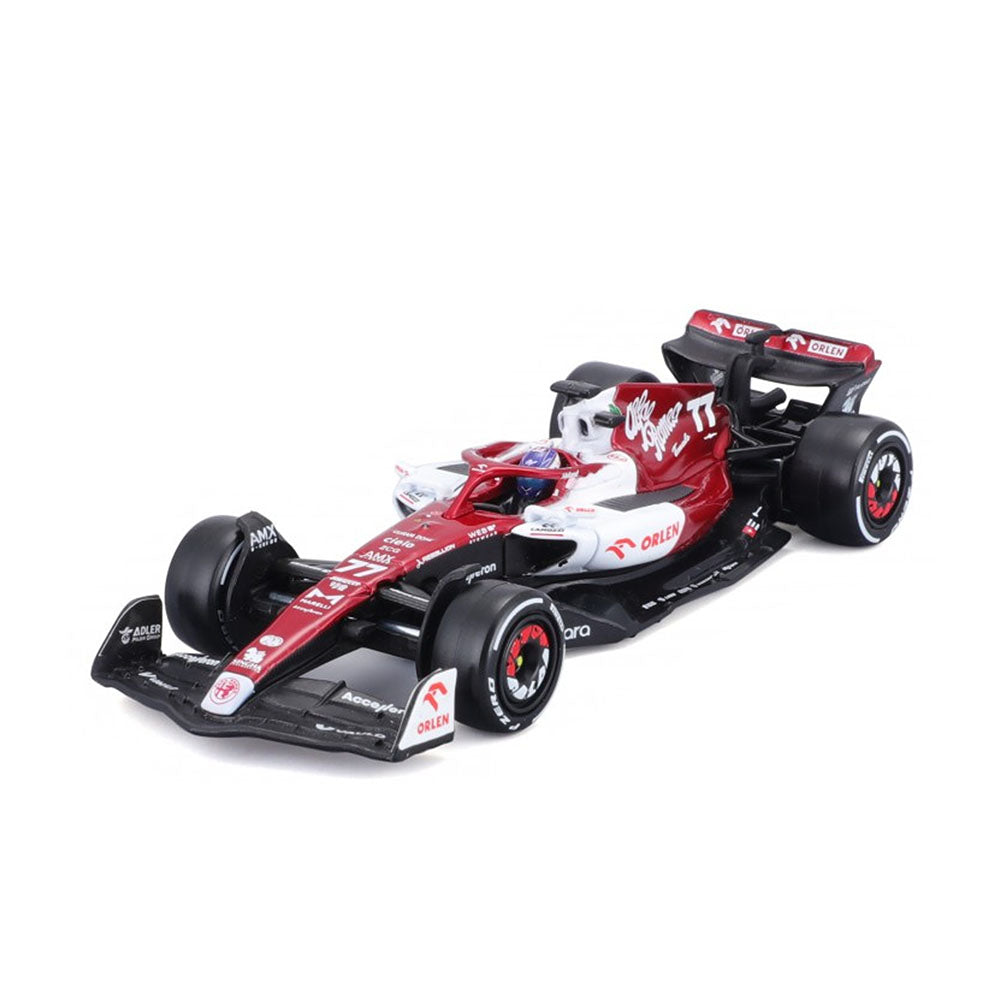 Bburago 1:43 Scale 2022 F-1 Alfa Romeo C42 #77 Bottas Driver With Acrylic Box Toy