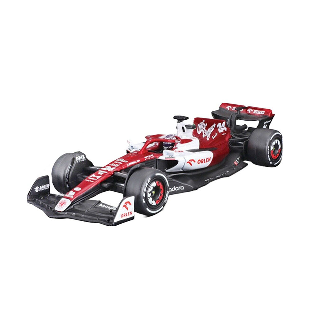 Bburago 1:43 Scale Race 2022 F-1 Alfa Romeo C42 #24 Zhou With Driver & Acrylic Box