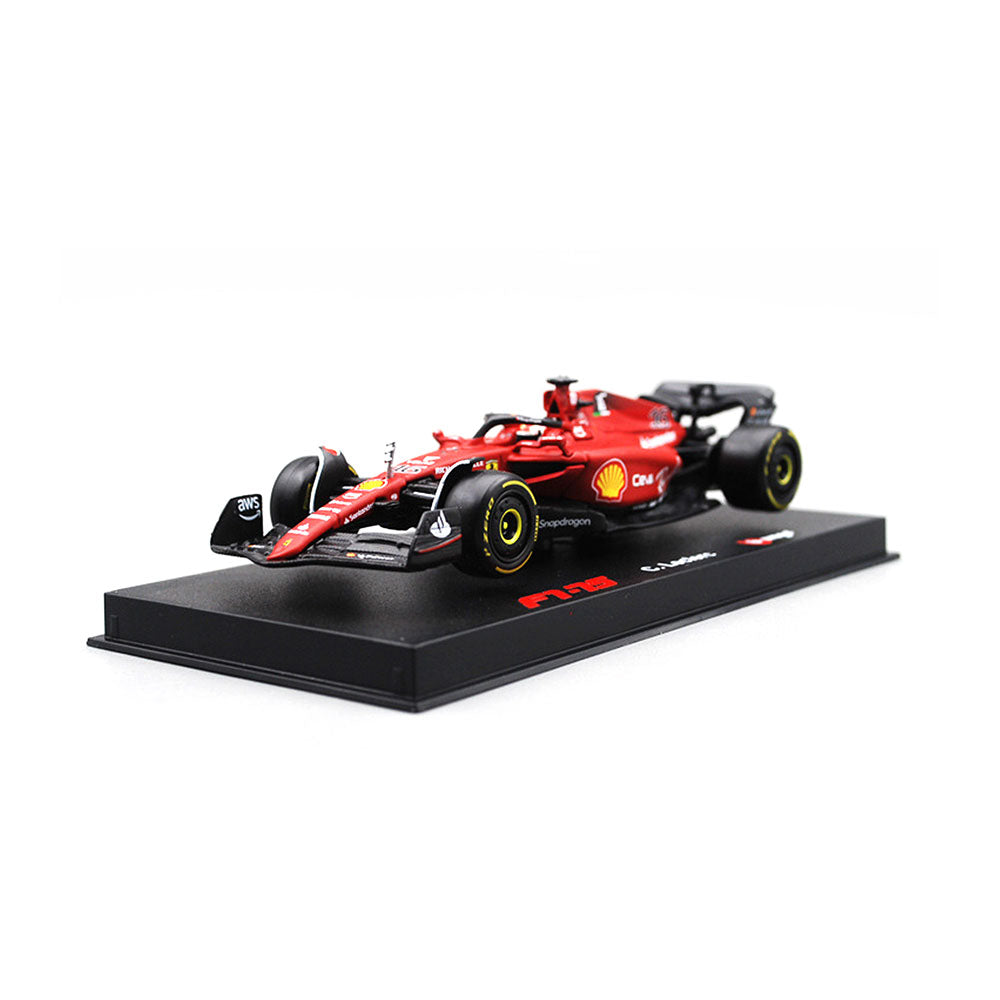 Bburago 1:43 Scale Ferrari Racing 2022 F1 - 75 & Leclerc Drive #16 With Display Box