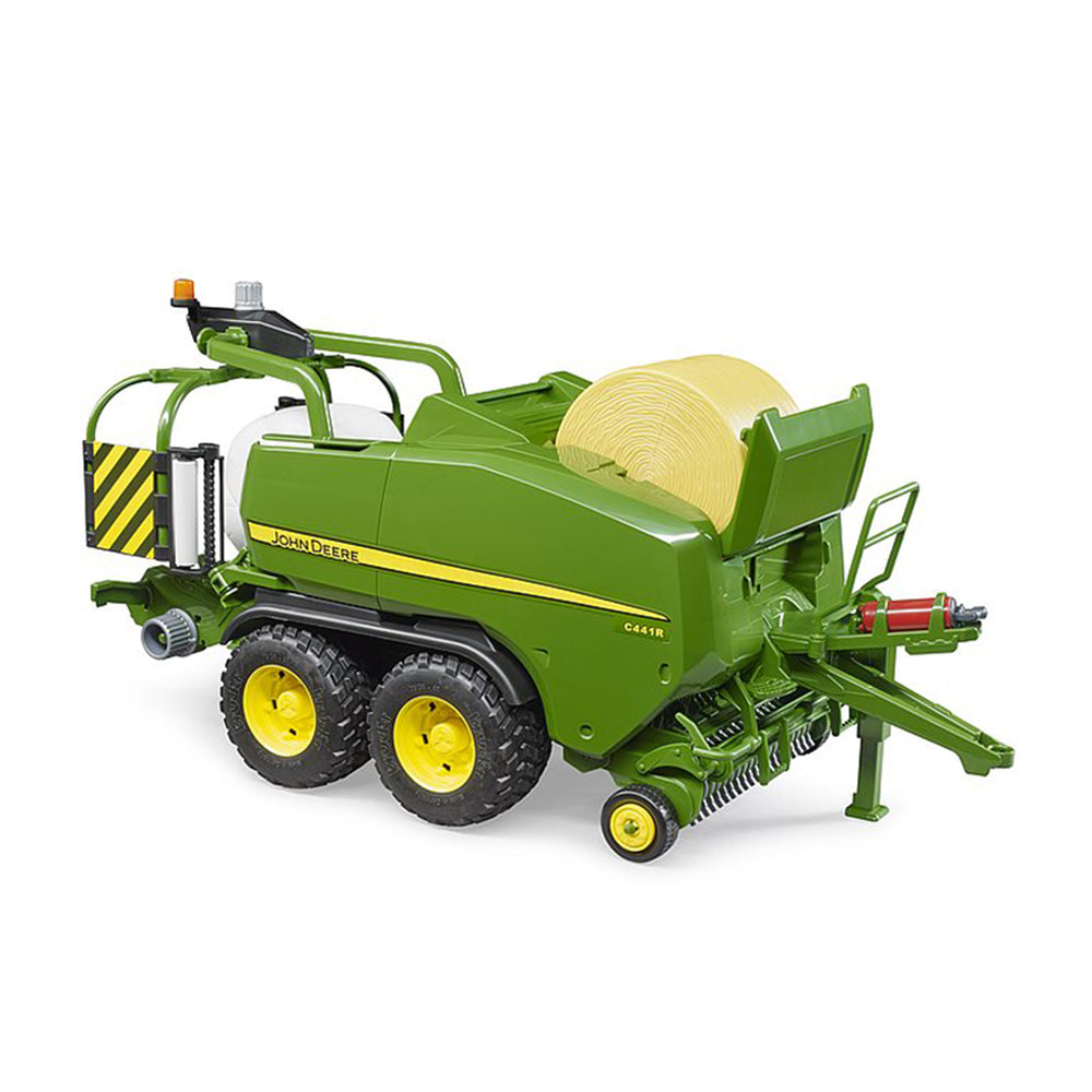 Bruder 1:16 Scale John Deere C441R Round Baler Toy W/ Rotating Wrapping System & Bales