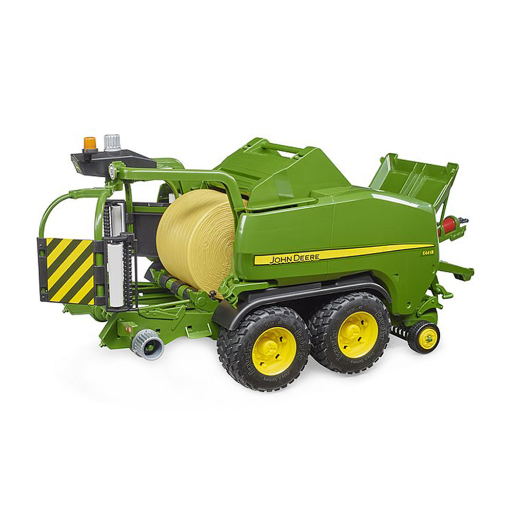 Bruder 1:16 Scale John Deere C441R Round Baler Toy W/ Rotating Wrapping System & Bales