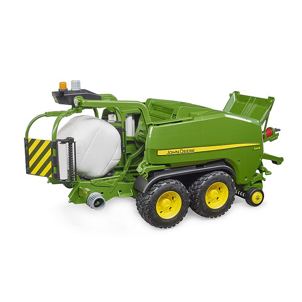 Bruder 1:16 Scale John Deere C441R Round Baler Toy W/ Rotating Wrapping System & Bales
