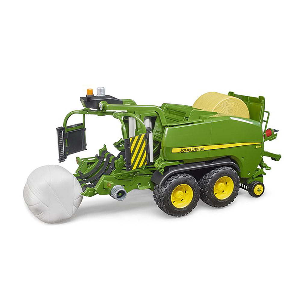 Bruder 1:16 Scale John Deere C441R Round Baler Toy W/ Rotating Wrapping System & Bales