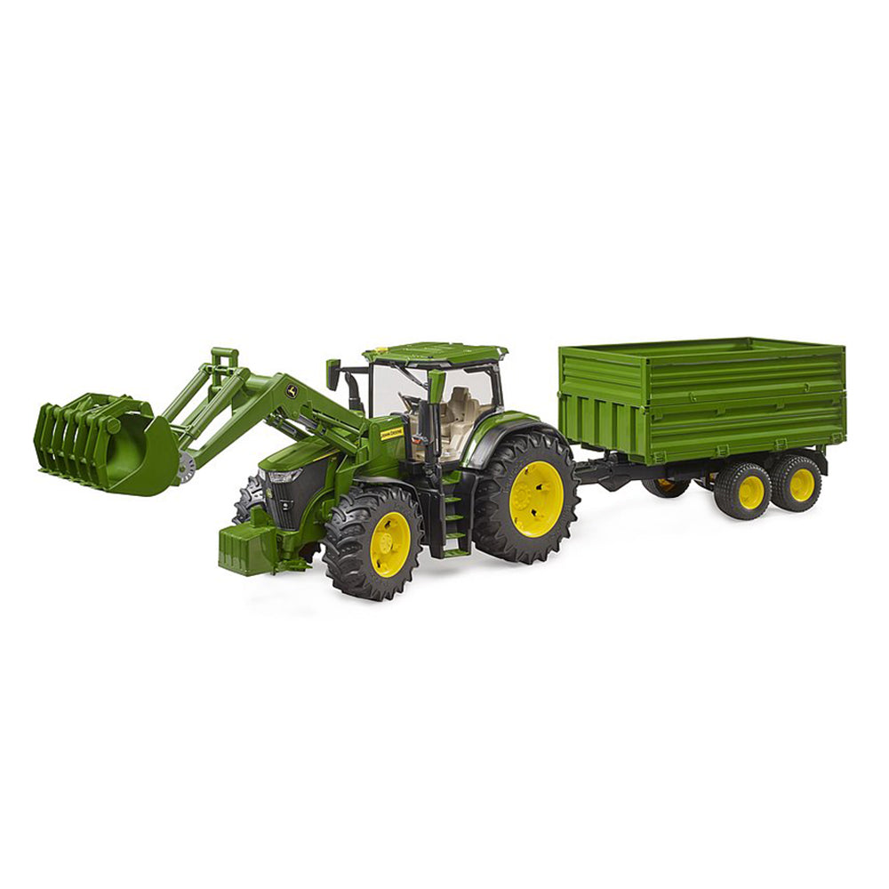 Bruder 1:16 Scale John Deere 7R 350 Tractor Frontloader With Tipping Trailer Model