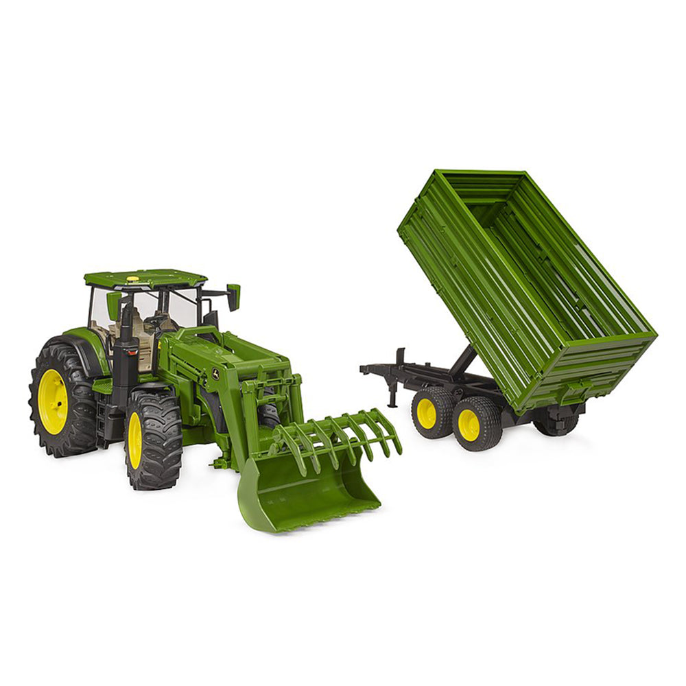 Bruder 1:16 Scale John Deere 7R 350 Tractor Frontloader With Tipping Trailer Model