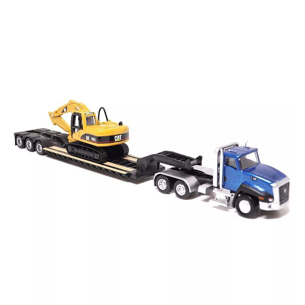 Diecast Masters 1:87 Scale CAT CT660 Cab Tractor & Lowboy With Excavator Model Toy