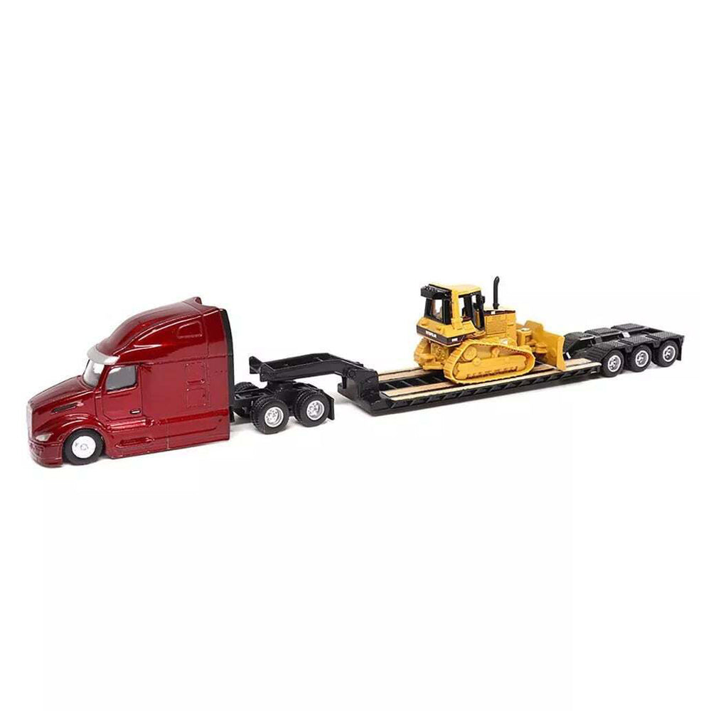 Diecast Masters 1:87 Scale Peterbilt 579 Tractor With Lowboy Trailer & D5M Dozer Model