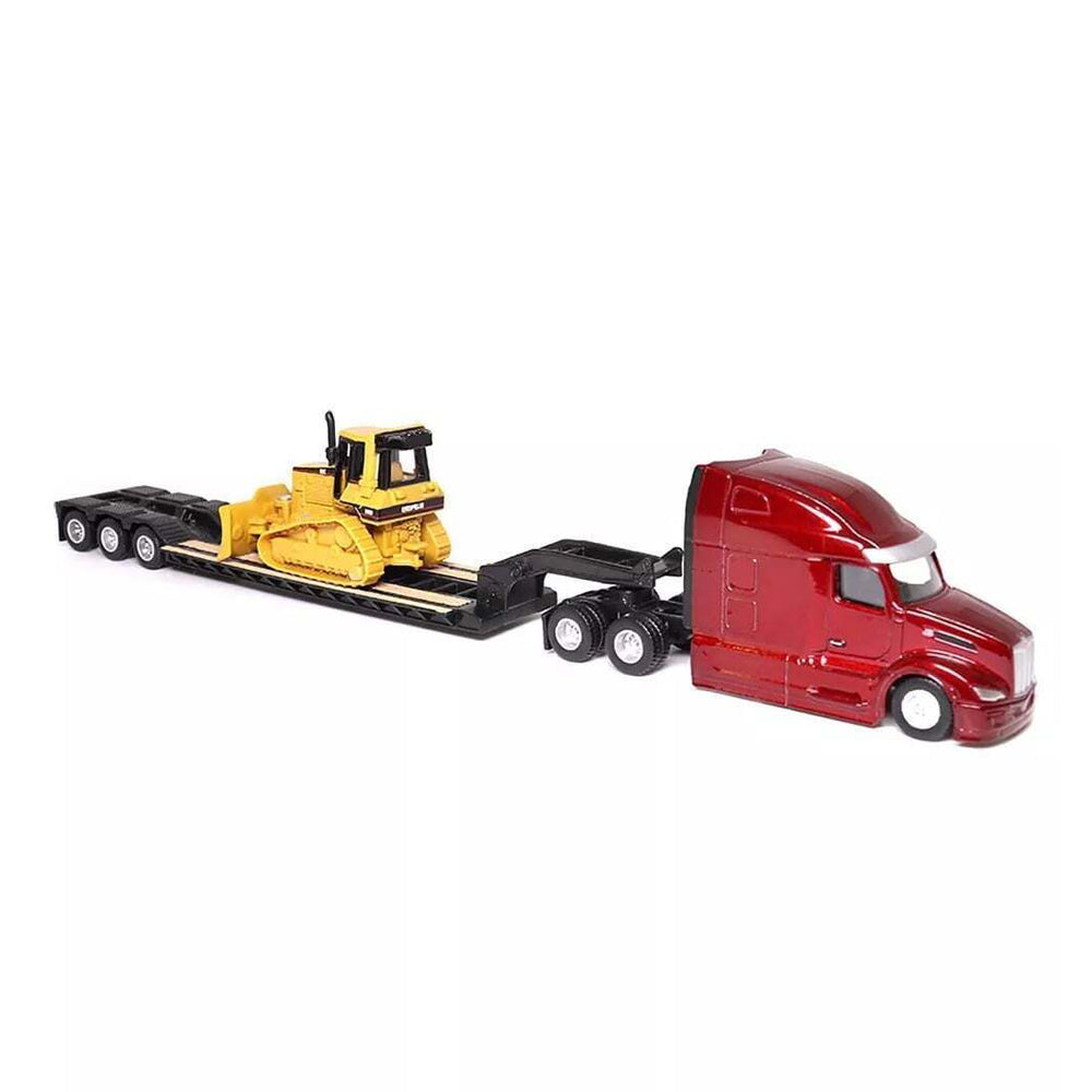 Diecast Masters 1:87 Scale Peterbilt 579 Tractor With Lowboy Trailer & D5M Dozer Model