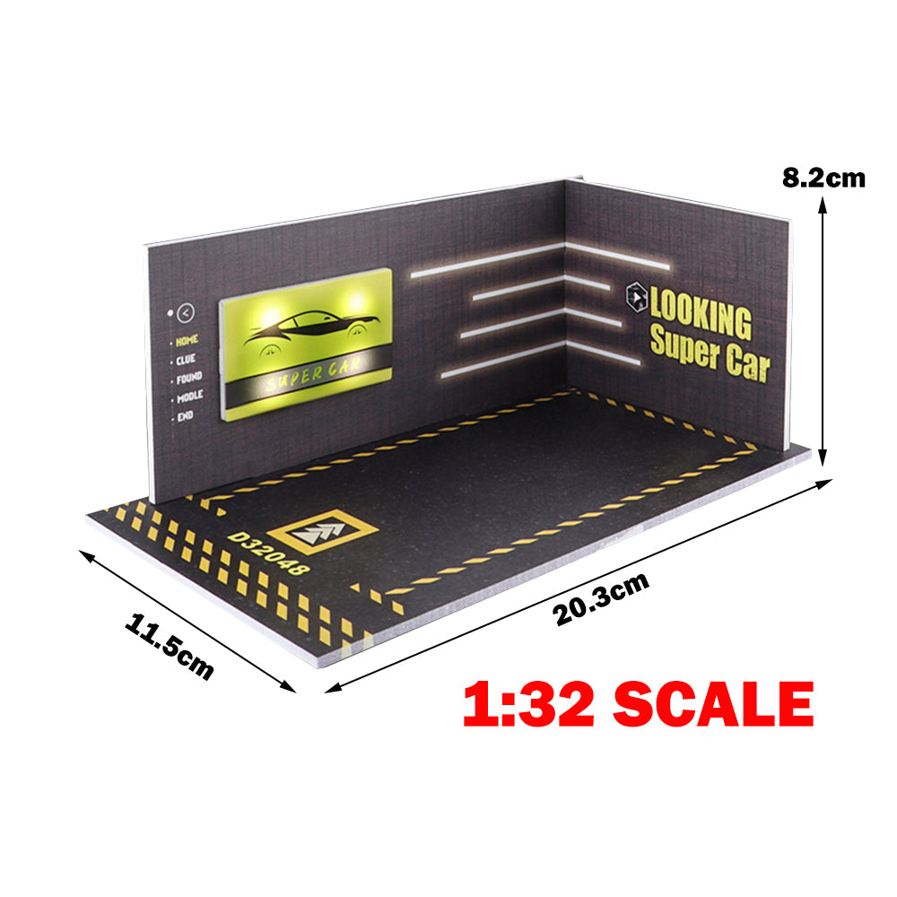 LED Lighting Garage PVC Parking Lot Scenery Display Case For 1:32 Model Car