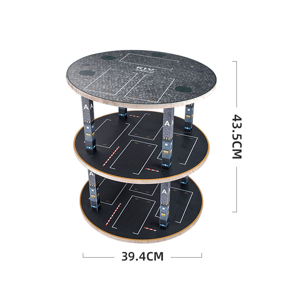 3 Layers Simulation Car Model Storage Garage Scene Medium Circular For 1:32 Car