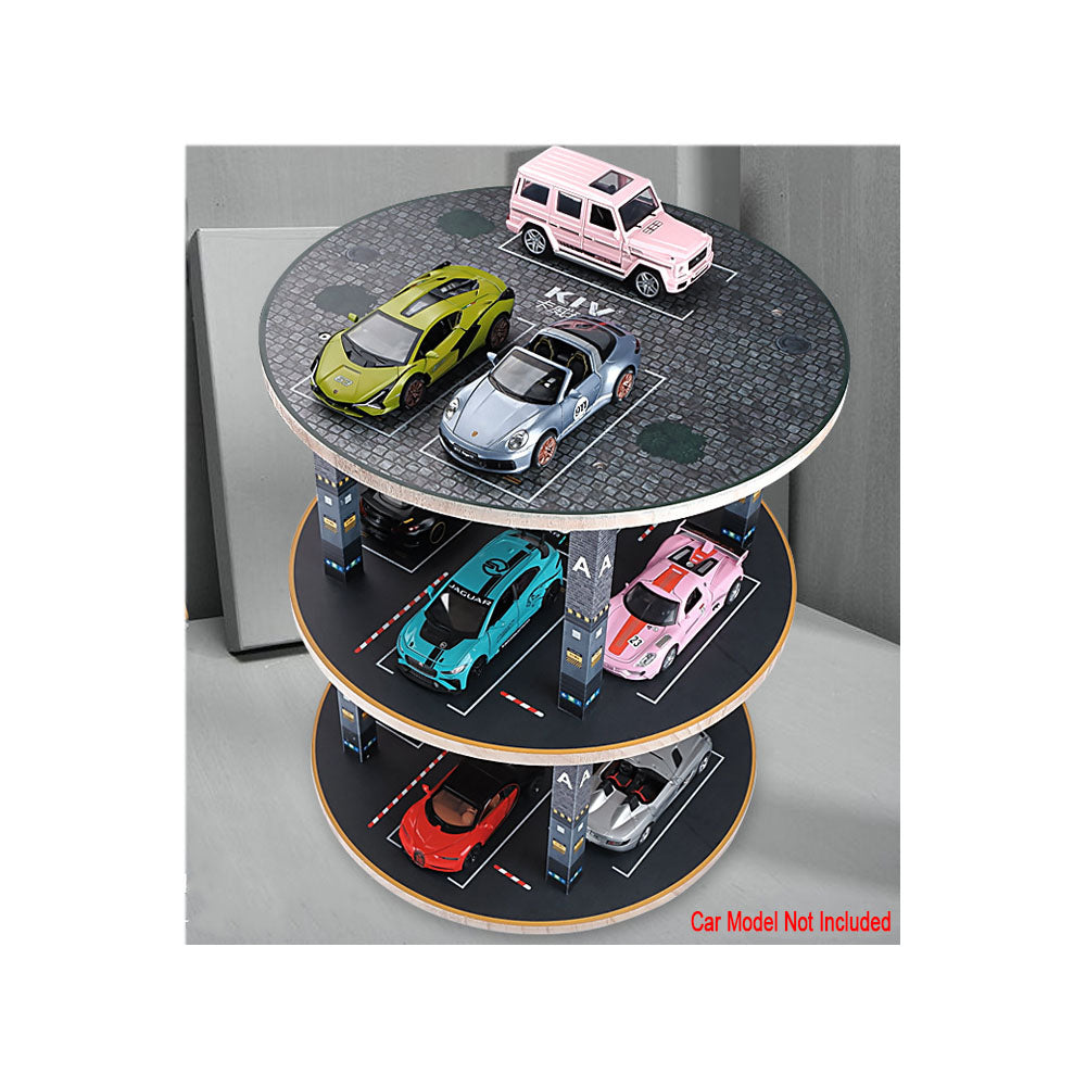 3 Layers Simulation Car Model Storage Garage Scene Medium Circular For 1:32 Car