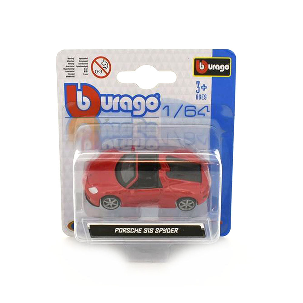 Bburago 1:64 Scale Porsche 918 Spyder Red Diecast Car Toy Model Collectible