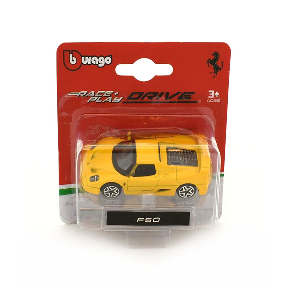 Bburago 1:64 Scale Ferrari Race & Play F50 Yellow Diecast Car Model Toy Gift