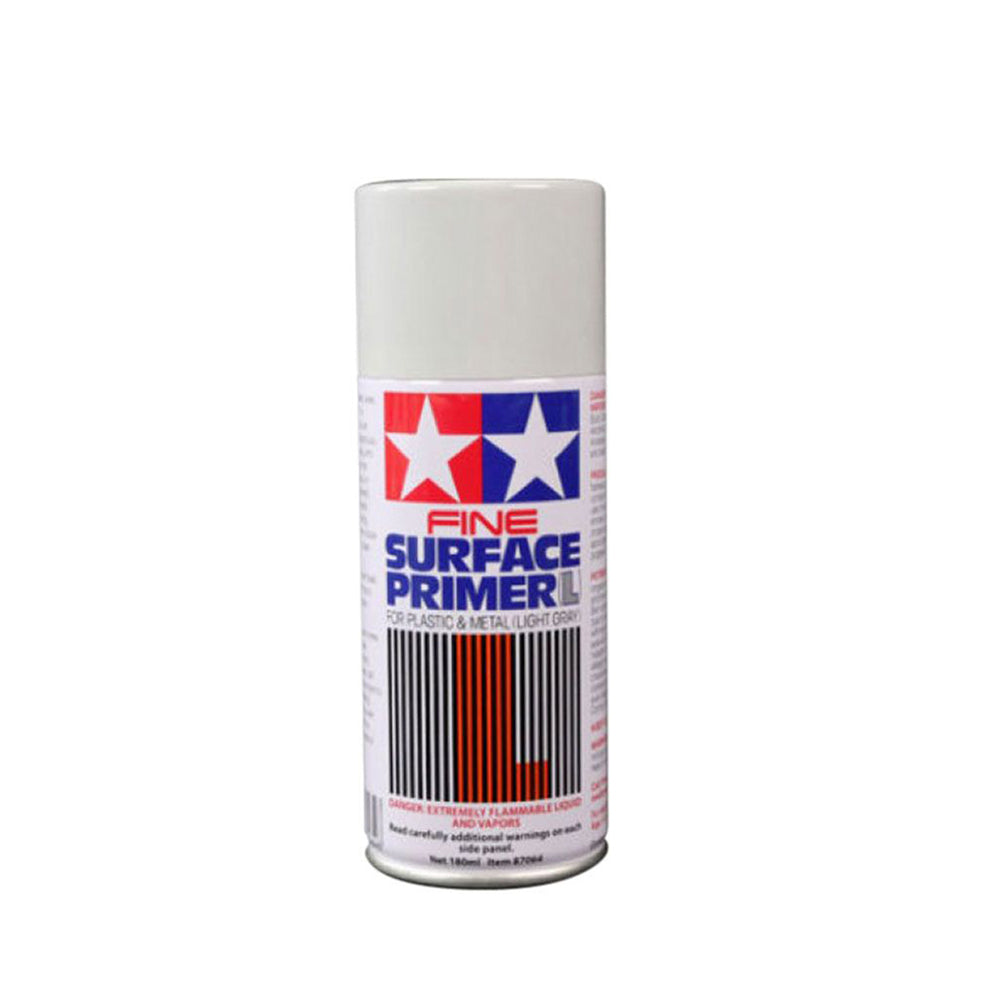 Tamiya Fine Surface Primer L Spray Can Light Gray 180ML For Plastic & Metal