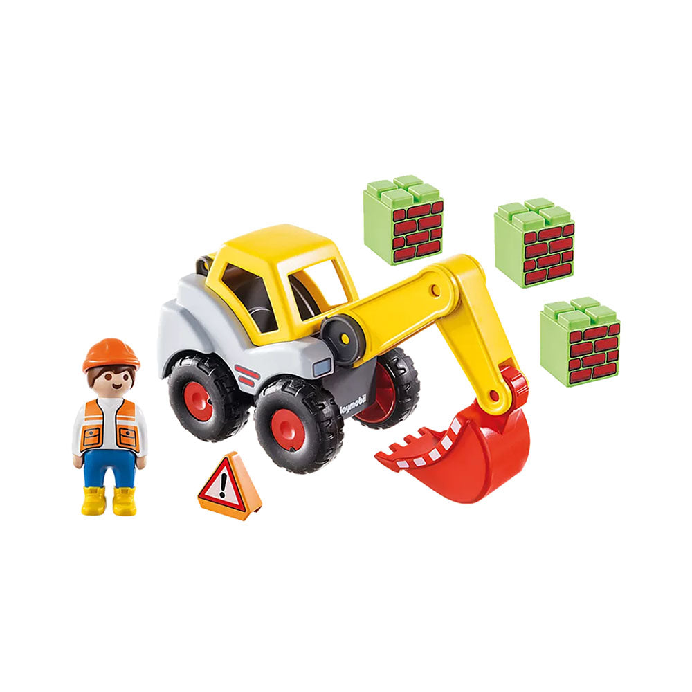 Playmobil 1.2.3 Shovel Excavator Building Set Model Toy Kids Playsets PMB70125