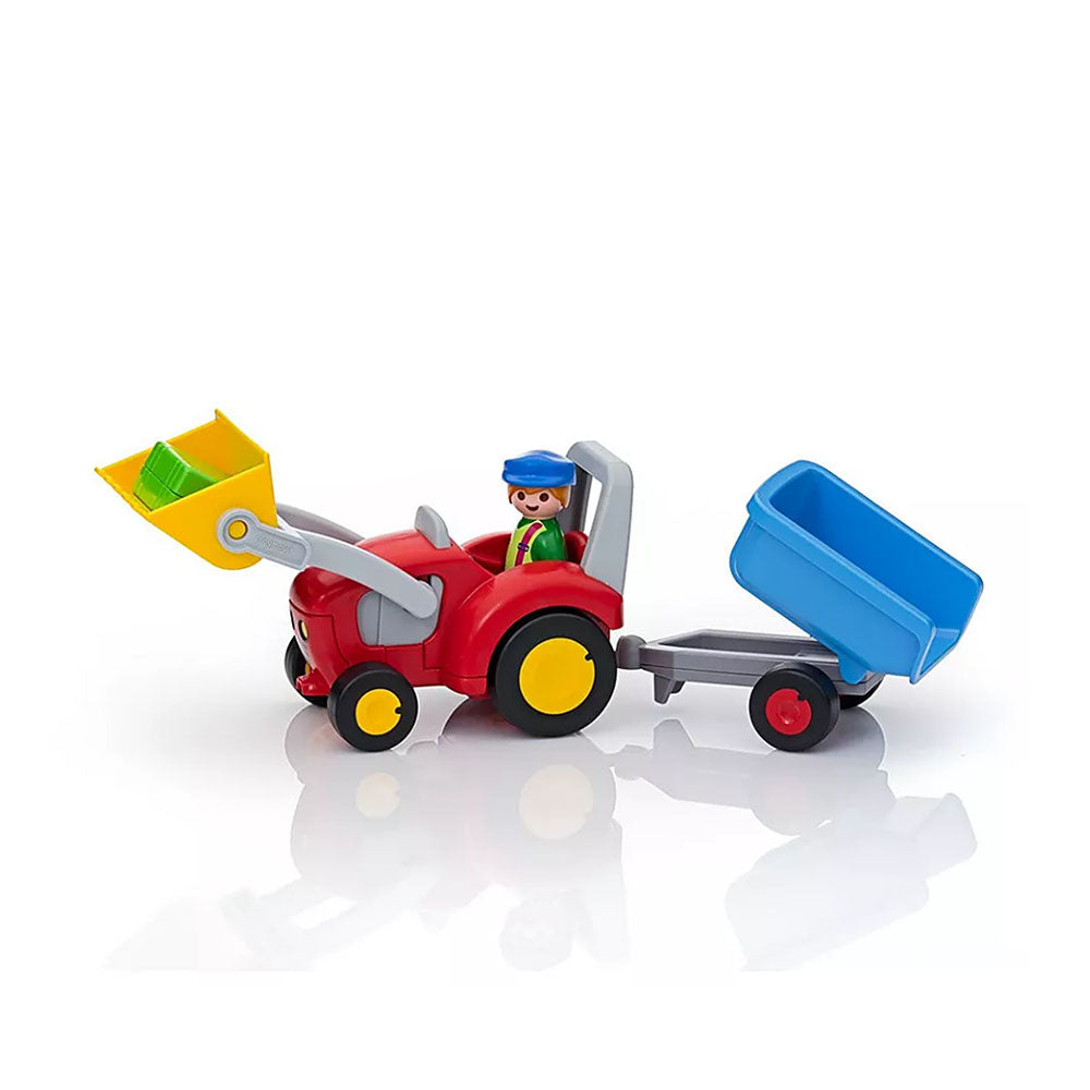 Playmobil 1.2.3 Tractor With Trailer & Figure Model Kids Toy Gift PMB6964