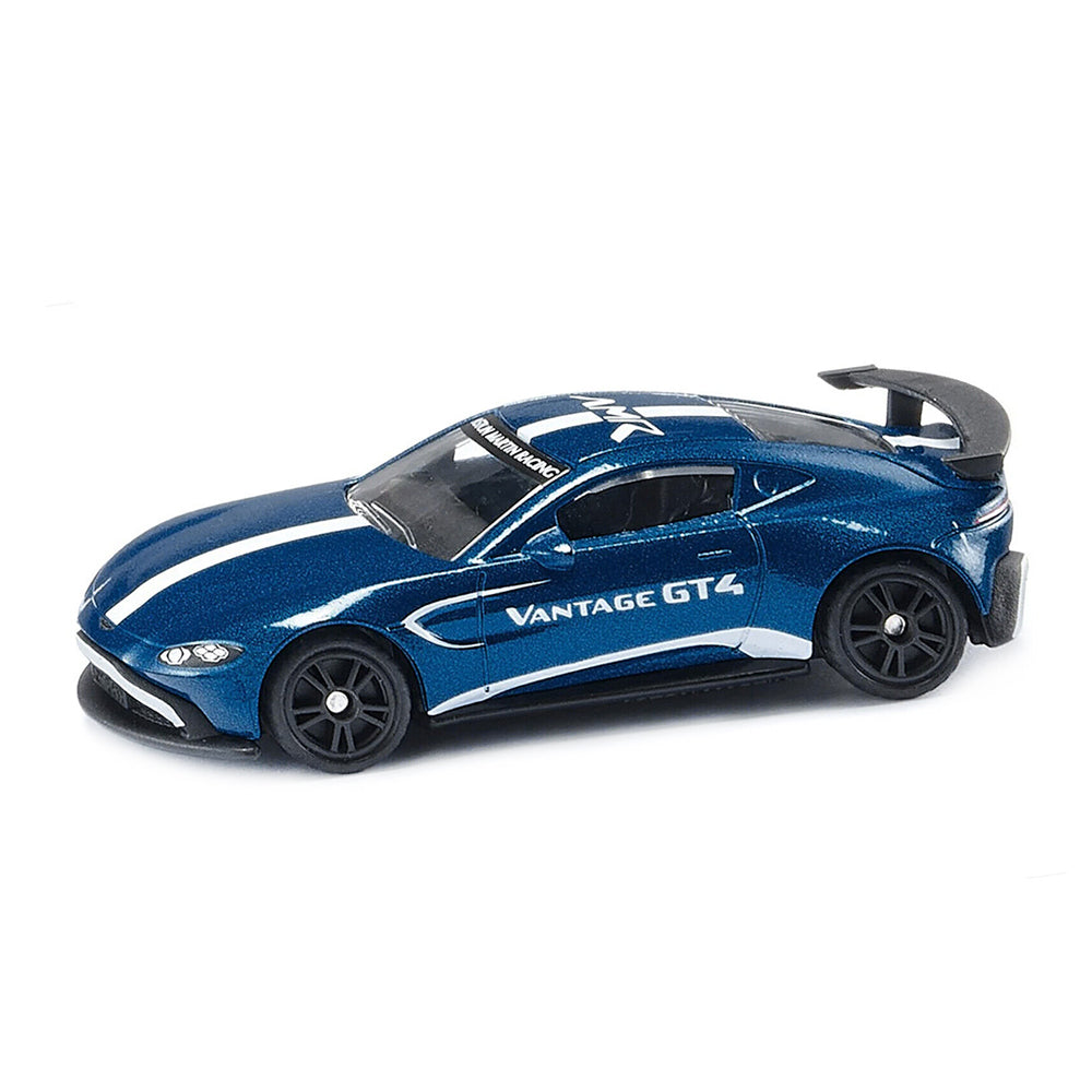 Siku Aston Martin Vantage GT4 Blue With White Stripes Diecast Vehicle Model