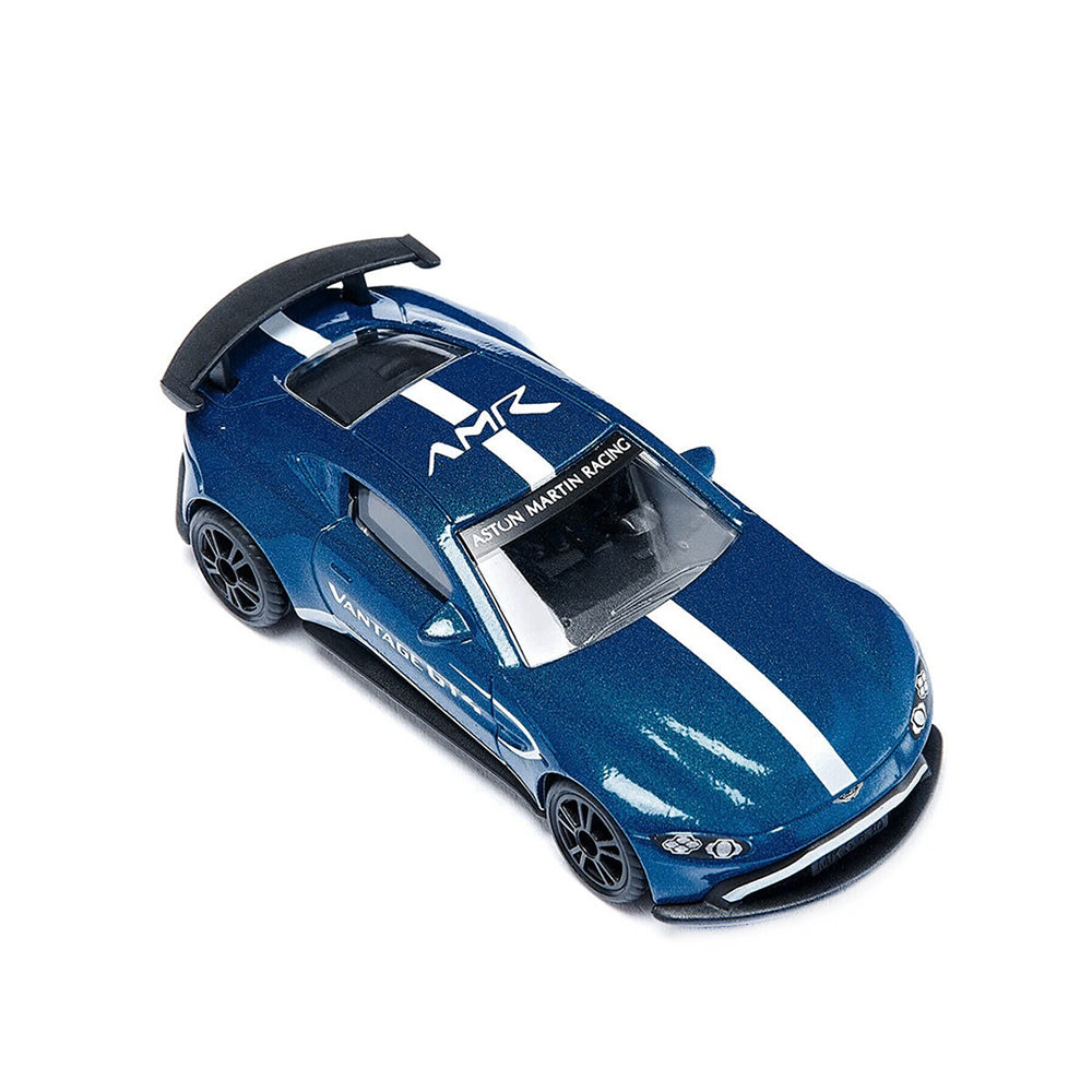 Siku Aston Martin Vantage GT4 Blue With White Stripes Diecast Vehicle Model
