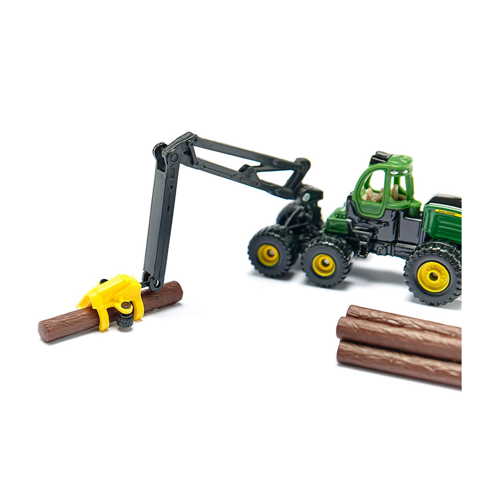 Siku 1:87 Scale John Deere Harvester Diecast Model With Tree Trunks Toy