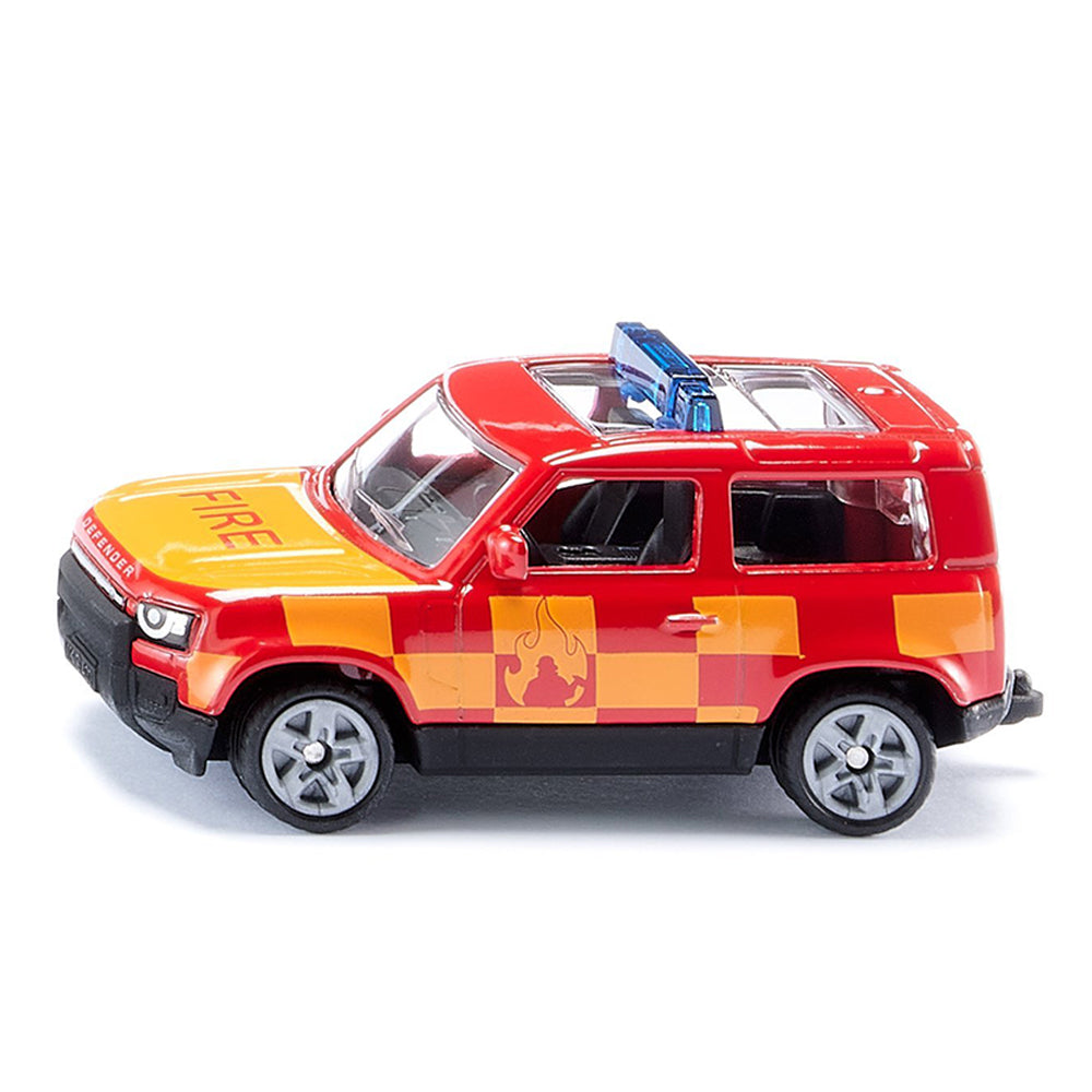 Siku Land Rover Defender Fire Brigade Car Red Yellow Diecast Model Toy