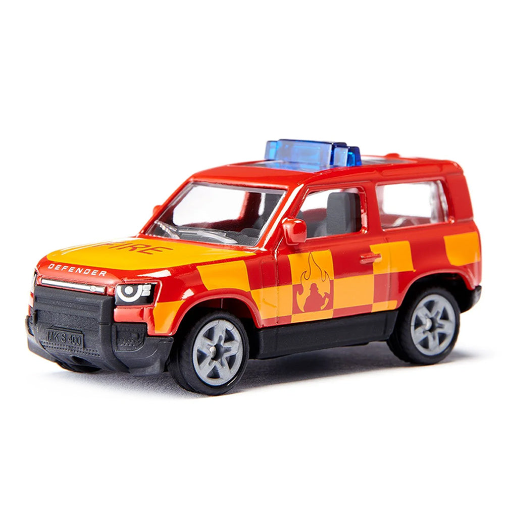 Siku Land Rover Defender Fire Brigade Car Red Yellow Diecast Model Toy